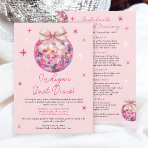 Rosa Disco Ball Junggeselinnen-Abschied Giro del M Einladung