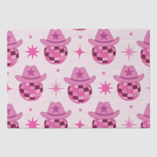 Rosa Disco-Cowgirl-Hut-Muster mit Sternen Seidenpapier