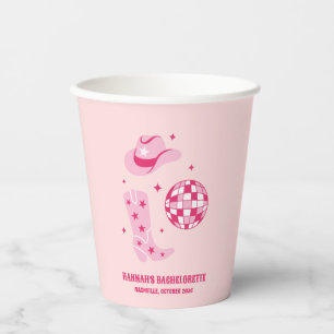 Rosa Disco-Cowgirl-Junggesellinnenabschied-Papierb Pappbecher