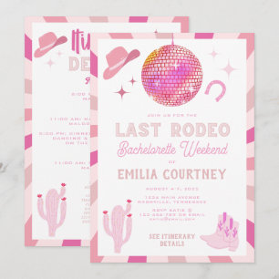 Rosa Disco-Cowgirl Letztes Rodeo-Junggesellinnen-W Einladung