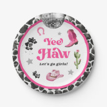 Rosa Disco Cowgirl Party Papierplatte