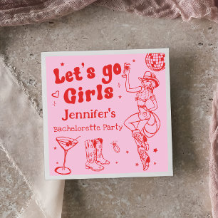 Rosa Disco Cowgirl Rodeo Junggeselinnen-Abschied Serviette