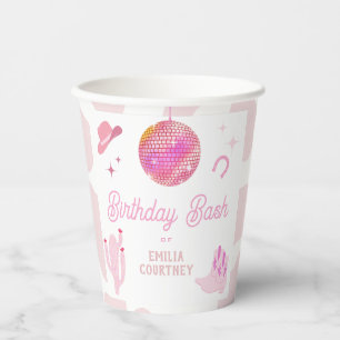 Rosa Disco Cowgirl Western Rodeo Birthday Bash Pappbecher
