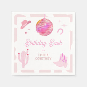 Rosa Disco Cowgirl Western Rodeo Birthday Bash Serviette