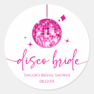 Rosa Disco-Kugel Disco-Braut Brautparty Runder Aufkleber