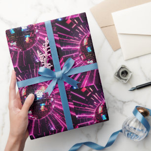 Rosa Disco-Kugel Geschenkpapier