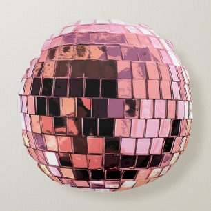 Rosa Disco-Kugel Rundes Kissen