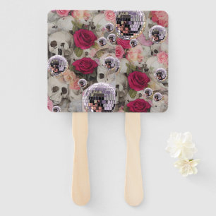 Rosa Disco-Kugeln Totenköpfe und Rosen Set von Ven Fächer