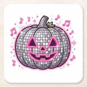 Rosa Disco-Kürbis-Halloween-Party-Teller Rechteckiger Pappuntersetzer