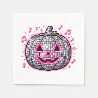 Rosa Disco-Kürbis-Halloween-Party-Teller Serviette