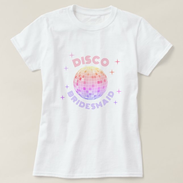 Rosa Diskothek Ball 70er Bachelorette Diskothek T-Shirt (Design vorne)
