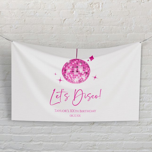 Rosa Diskothek Ball Let's Disco Geburtstagsparty Banner (Von Creator hochgeladen)