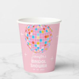 Rosa Diskothek Ball Retro 70er 80er Brautparty Pappbecher