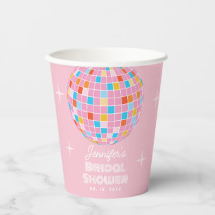 Rosa Diskothek Ball Retro 70er 80er Brautparty Pappbecher