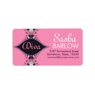 Rosa Diva-Juwel-Spitze-Monogramm-Adressen-Etikett Adressaufkleber