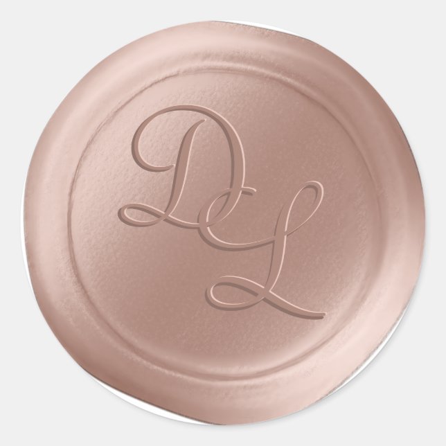 Rosa Dogwood 2 Letter Monogram Wax Siegel Stickers (Vorderseite)