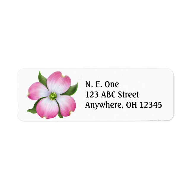 Rosa Dogwood Blossom-Etikett (Vorne)