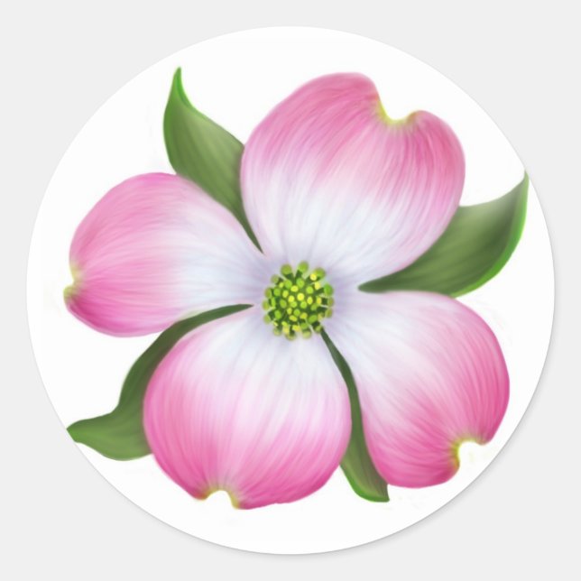Rosa Dogwood-Blume Runder Aufkleber (Vorderseite)