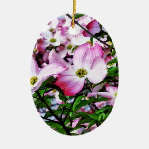Rosa Dogwood-Blüten Keramikornament