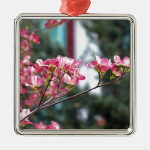 Rosa Dogwood Ornament Aus Metall