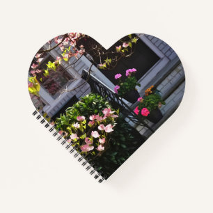 Rosa Dogwood und Pots of Geraniums Notizbuch