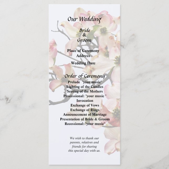 Rosa-Dogwood-Zweigstelle Programm (Vorderseite)