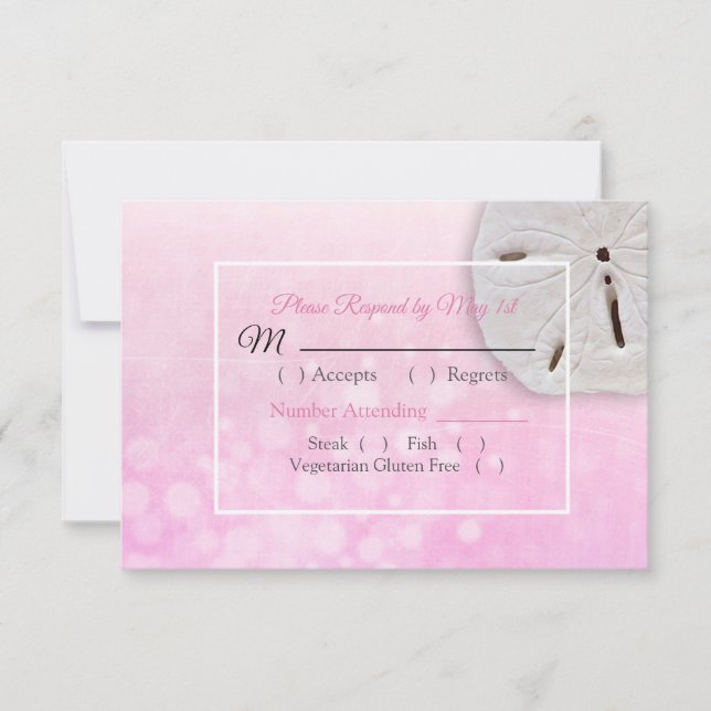 Rosa Dollar Oceanic Wedding RSVP Karte (Vorderseite)