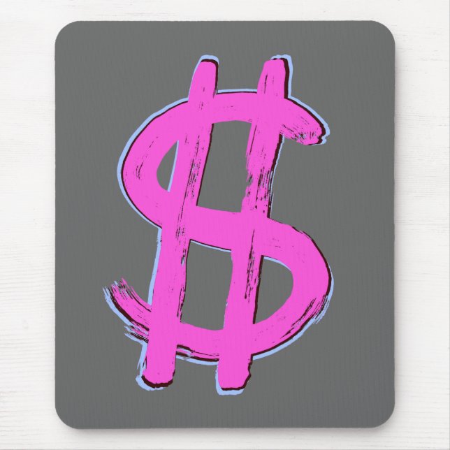 Rosa Dollarzeichen Mousepad (Vorne)