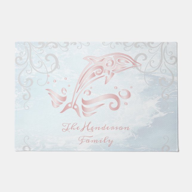 Rosa Dolphin Personalisiert Doormat Fußmatte (Vorderseite)