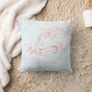 Rosa Dolphin Personalisiertes Throw Kissen