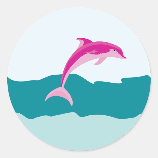 Rosa Dolphin-Themenaufkleber Runder Aufkleber (Vorderseite)