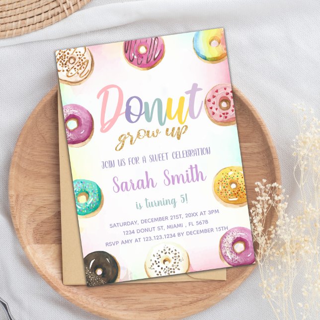 Rosa Donut Einladung zum Geburtstag (Pink Donut Birthday Invitations)