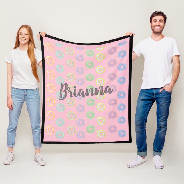 Rosa Donut Individuelle Name Mittlere Fleece Blank (Beispiel)