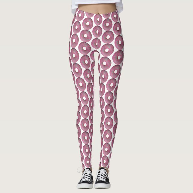 Rosa Donut mit Sprinklen Leggings (Vorderseite)