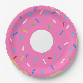 Rosa Donut mit Sprinklen Pappteller