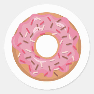 Rosa Donut mit Streuseln Runder Aufkleber
