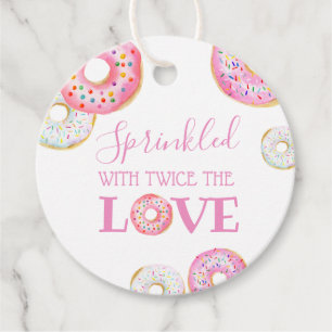 Rosa Donut Sprinkler mit zweimal die Liebe Twin Geschenkanhänger