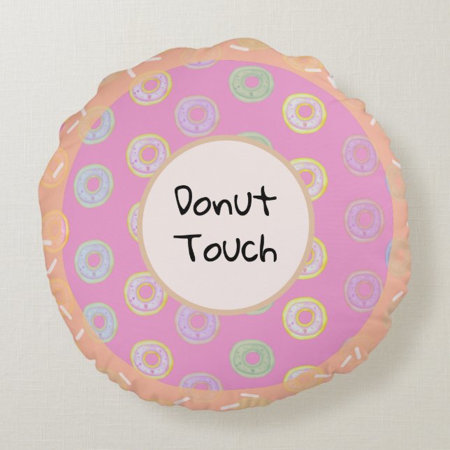 Rosa Donut Touch Rundkissen  Rundes Kissen (Rückseite)