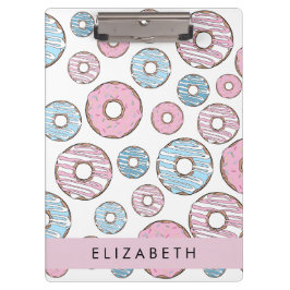 Rosa Donuts, blaue Donuts, Sprinklen, Ihr Name Klemmbrett