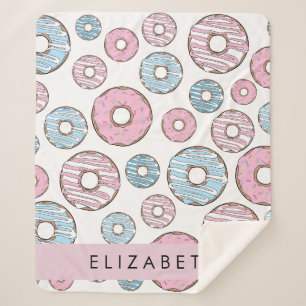 Rosa Donuts, blaue Donuts, Sprinklen, Ihr Name Sherpadecke