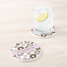 Rosa Donuts, braune Donuts, Sprinklen, Ihr Name