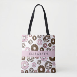 Rosa Donuts, braune Donuts, Sprinklen, Ihr Name Tasche