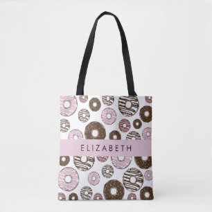 Rosa Donuts, braune Donuts, Sprinklen, Ihr Name Tasche