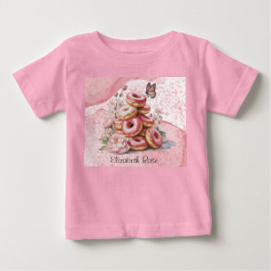 Rosa Donuts & Florale Schmetterlings-Girl-Baby-Par Baby T-shirt