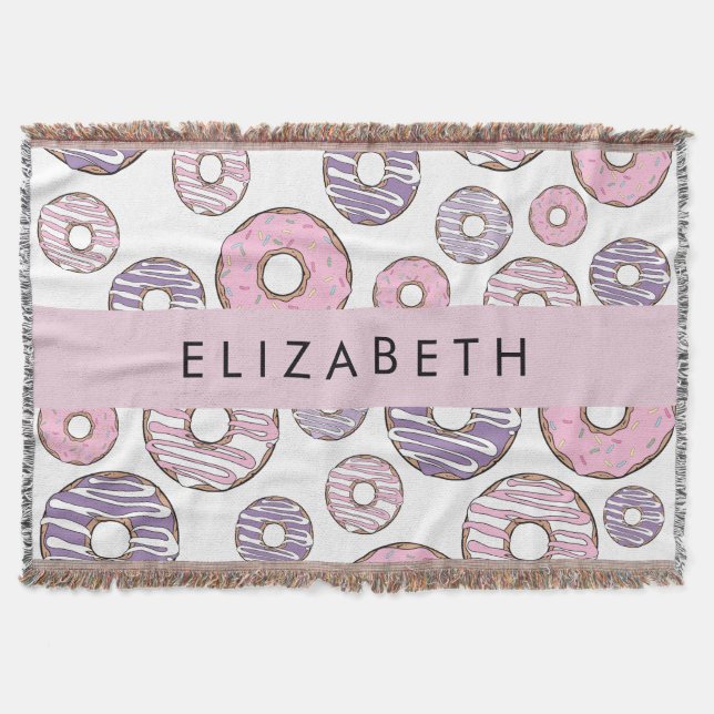 Rosa Donuts, Lila Donuts, Sprinklen, Ihr Name Decke (Vorderseite)