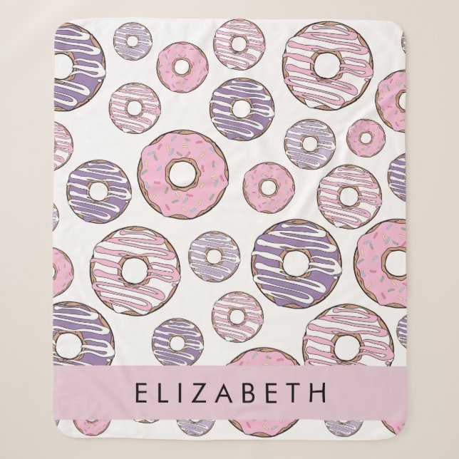 Rosa Donuts, Lila Donuts, Sprinklen, Ihr Name Sherpadecke (Vorderseite)
