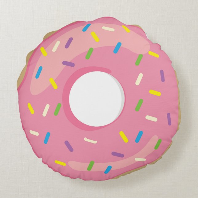 Rosa Donuts Rundes Kissen (Rückseite)