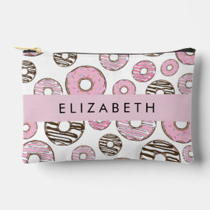 Rosa Donuts, weiße Donuts, Sprinklen, Ihr Name Zubehörtasche