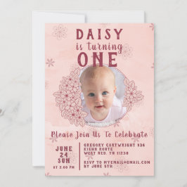 Rosa-Doodle-Blume-Foto Einladung