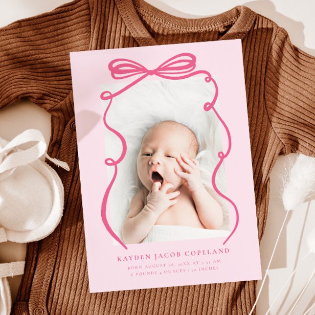 Rosa Doodle Bow Rahmen Geburtshaus Ankündigung Fot (Von Creator hochgeladen)